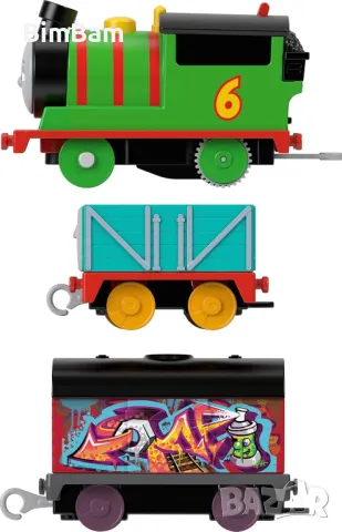 Оригинално моторизиранo влакче Thomas & Friends - Graffiti Percy , снимка 4 - Влакчета, самолети, хеликоптери - 48732266
