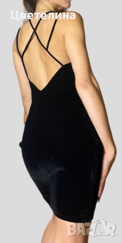 Дамска рокля в черно кадифе midi dress размер S BIK BOK цена 50 лв. + подарък сребърно колие, снимка 3 - Рокли - 42606371