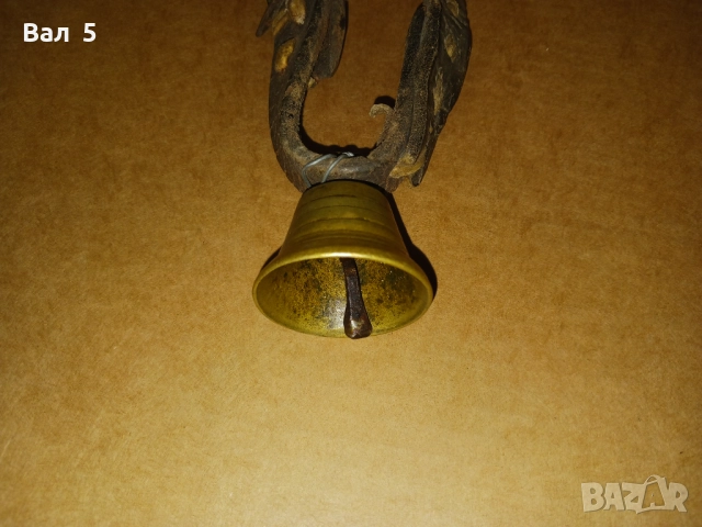 Старо бронзово звънче със стара кожена каишка , звънец, снимка 4 - Антикварни и старинни предмети - 52711357