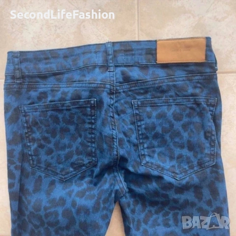 Дамски тесни панталони Samsoe & Samsoe Debra в синьо с леопардов принт размер S, снимка 5 - Панталони - 53244555