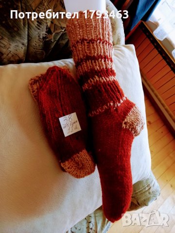 Ръчно плетени дамски чорапи от вълва, размер 38, снимка 1