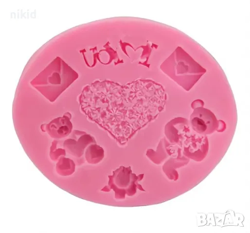 мече писмо I love you Свети Валентин сърце силиконов молд форма фондан декор , снимка 2 - Форми - 13511610