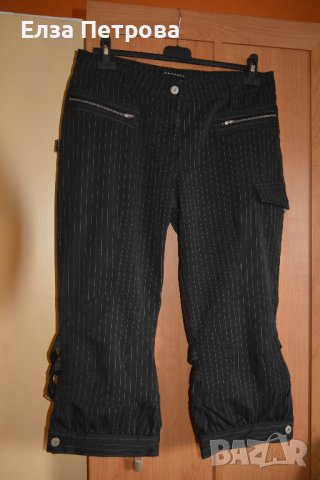Дамски черен панталон с бели райета, снимка 1 - Панталони - 42323884