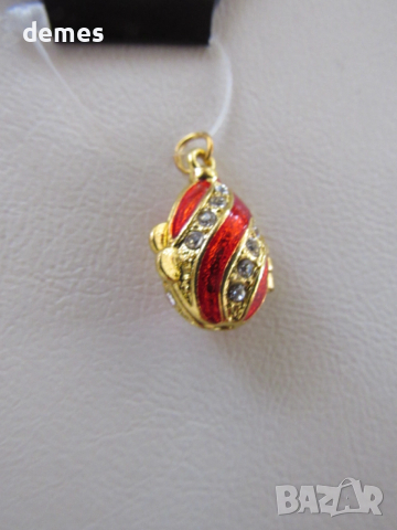 Фино дамско колие с висулка- Яйце Фаберже, ново, снимка 2 - Колиета, медальони, синджири - 52724644