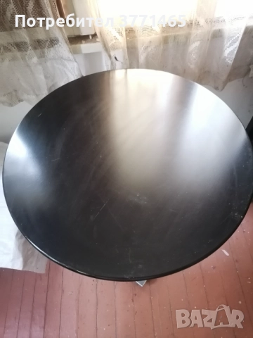  Кръгла маса диаметър 60см, масивно дърво и инокс