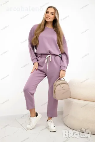 Дамски комплект суитчър от маслен плат + панталон, 10цвята , снимка 11 - Комплекти - 48960888