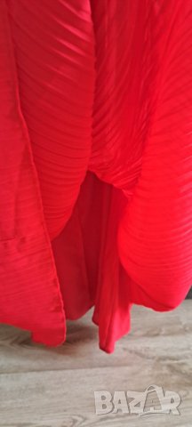 Червена солей, плисирана рокля Л ХЛ размер , снимка 7 - Рокли - 42655452