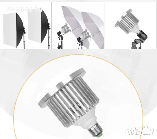 Kомплект софтбоксове за студийно осветление с трицветни крушки 2x85W, снимка 5 - Светкавици, студийно осветление - 49046713