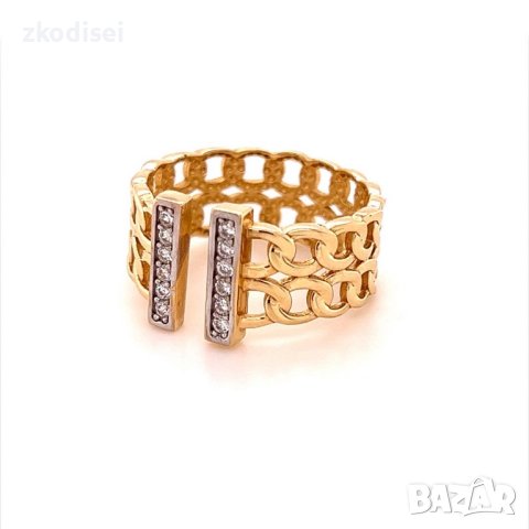 Златен дамски пръстен Tiffany 3,81гр. размер:58 14кр. проба:585 модел:16391-5, снимка 2 - Пръстени - 40769970