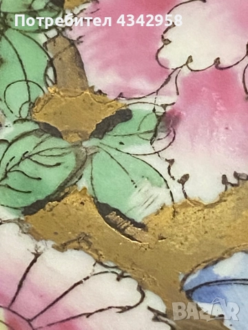 Винтидж порцеланова позлатена чиния 1970 те.Китай., снимка 4 - Антикварни и старинни предмети - 52185588