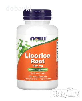 NOW Foods, Licorice Root, 225 mg, 100 Veg Capsules, снимка 1 - Хранителни добавки - 41634465