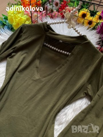 Зелено памучно боди, снимка 2 - Блузи с дълъг ръкав и пуловери - 38799136