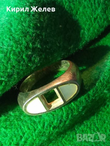 СТАР СРЕБЪРЕН ПРЪСТЕН АНГЛИЯ ОКСИДИРАНО СРЕБРО 925 с ШЛИФОВАН ЛУНЕН КАМЪК БИЖУ - РЪЧНА РАБОТА 25675, снимка 15 - Антикварни и старинни предмети - 35748013