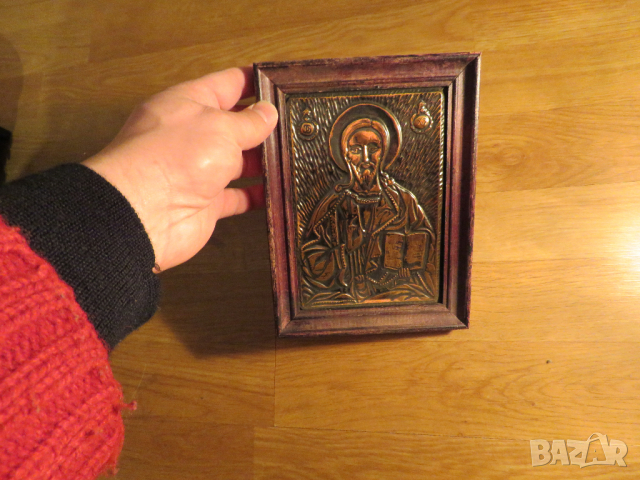 Стара красива медна икона на  Исус Христос - притежавайте тази икона, мед, медна, снимка 2 - Икони - 36117691