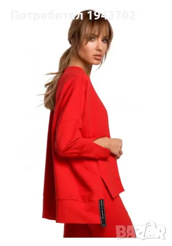 Дамски суичър в червен цвят M491 MOE, снимка 2 - Суичъри - 47752000