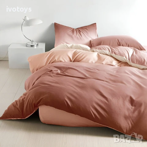 Двулицево спално бельо с ластик (размер за приста), 4 части - Модел WS17691, снимка 1