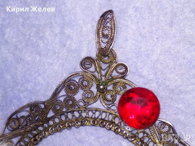 СТАРИННО СРЕБЪРНО УКРАШЕНИЕ ФИЛИГРАННО СРЕБРО ВИСОКА ПРОБА със ЗАЛЕПЕНИ по НЕГО СТАРИ КАМЪНИ 29137, снимка 16 - Антикварни и старинни предмети - 41638188