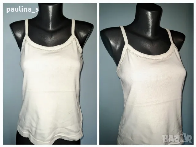 Шест различни броя / Бял потник с пайети и камизола / голям размер , снимка 2 - Потници - 28506311