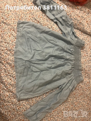 Ленена блуза с дълъг ръкав без рамене с еластично деколте 38 номер на марка ONLY 