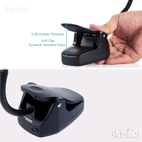 LED лампичка GARV R999 с гъвкаво рамо и защипване, снимка 4 - Друга електроника - 52367425