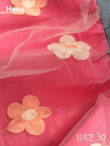 Рокля с тюл в цвят циклама, снимка 3 - Бебешки рокли - 25821866