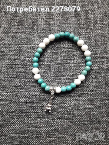 Гривна от седеф и тюркоаз - ръчна изработка, снимка 1