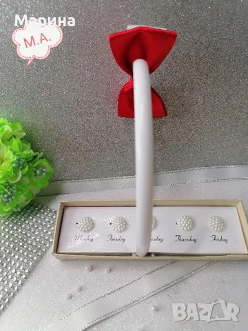 Панделка за коса в бяло и червено., снимка 4 - Аксесоари за коса - 49221922