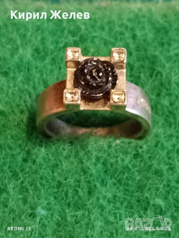 Дизайнерски сребърен пръстен DYRBERG/KERN с декоративна Роза и кристали ювелирна изработка 51799