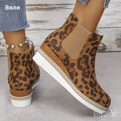Боти с леопардов принт, модни боти, леопардови боти, снимка 9 - Дамски боти - 48344303