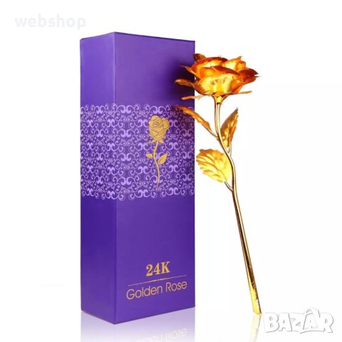 Вечна роза със златно покритие 24k Golden Rose, снимка 3 - Подаръци за жени - 41205089