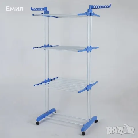 Сгъваем сушилник за дрехи на колелца – практична стойка за сушене на пране, снимка 3 - Други стоки за дома - 47696437