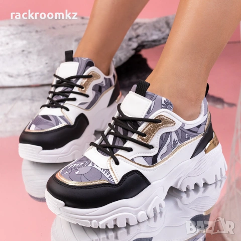 Дамски маратонки с масивна подметка и цветен дизайн – AD-73 black, снимка 3 - Маратонки - 53121302