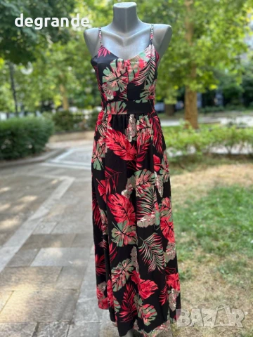 Дълга рокля с ефектен гръб Червена и Жълта, снимка 2 - Рокли - 51099510