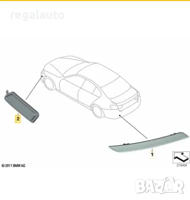 63147274521,светлоотразител ляв калник BMW 3,F30,2011-2015, снимка 2 - Части - 48298108