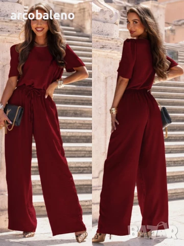 Дамски комплект от блуза и широки панталони от Mascia, 6цвята , снимка 16 - Комплекти - 51369496