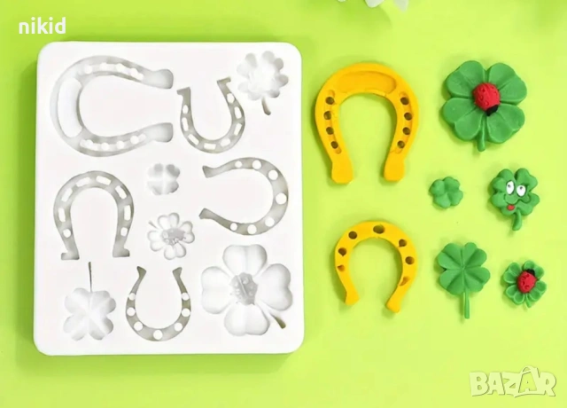 Детелина подкова подкови Силиконов молд форма фондан шоколад гипс декор украса
