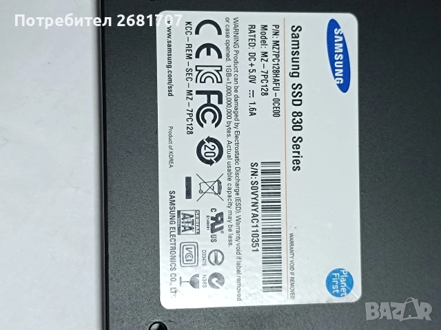 SSD Samsung 128 gb, снимка 3 - Твърди дискове - 53726482
