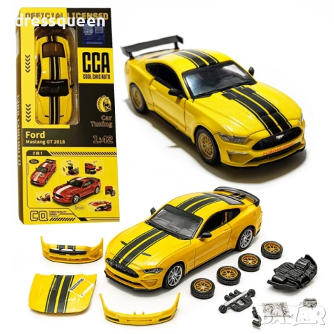4745 Колекционерски автомобил Ford Mustang GT 1:42 | Метално тяло и отварящи се елементи, снимка 5 - Коли, камиони, мотори, писти - 53810345