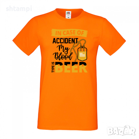 Мъжка тениска In Case Of Accident My Blood Type Is Beer,Бира,Бирфест,Beerfest,Подарък,Изненада,Рожде, снимка 7 - Тениски - 36378219