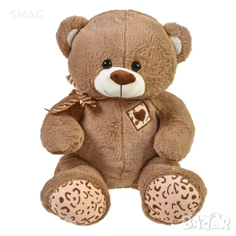 Седнало плюшено мече кафяво с панделка и бродерия 40 см S_1218392