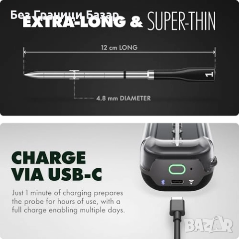 Нов Дигитален смарт термометър за месо BBQ грил фурна с 5 сензора и смарт хъб, снимка 8 - Други - 52828091