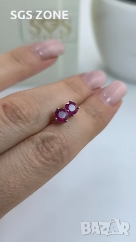 Сребърни обеци с рубин., снимка 13 - Обеци - 52873074