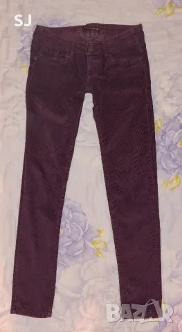 Дамски джинси в лилаво и черно, XS, ниска талия, тип цигара, снимка 3 - Други - 48290569