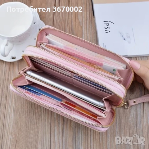 Дамско портмоне с каишка за китка, снимка 2 - Портфейли, портмонета - 53744464