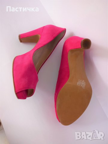 Дамски ярко розови обувки, № 38, естествен велур, неразличими от нови, снимка 5 - Дамски елегантни обувки - 42325546