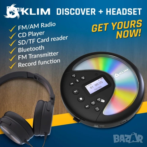 KLIM Discover Portable CD Player Walkman Локмен