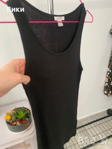 Дамски рипсен черен топ в размер S, снимка 4 - Потници - 44829378