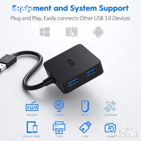 ICZI 4 портов USB 3.0 хъб, Data, 5Gbps, снимка 2 - Други - 41616664
