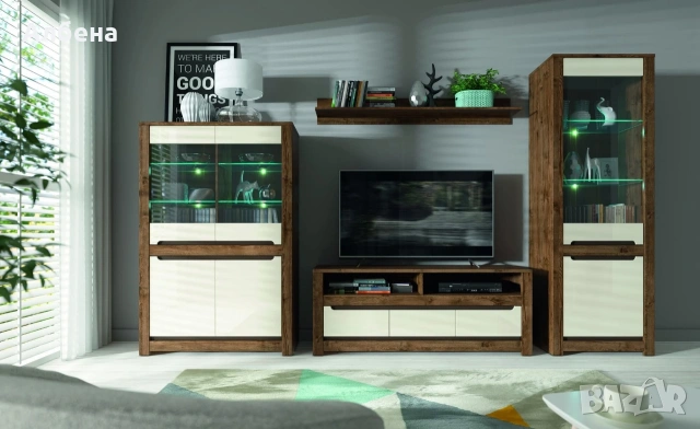 ТВ шкаф RUSO RTV3S – Корпус дъб април / Фронт перлен лак, снимка 5 - Шкафове - 53872205
