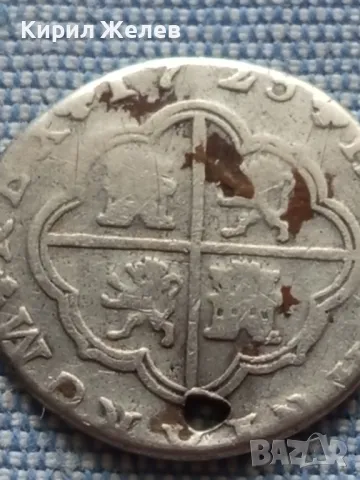 Сребърна монета 2 реала 1723г. Испания Филип пети Сеговя 49537, снимка 4 - Нумизматика и бонистика - 48678403